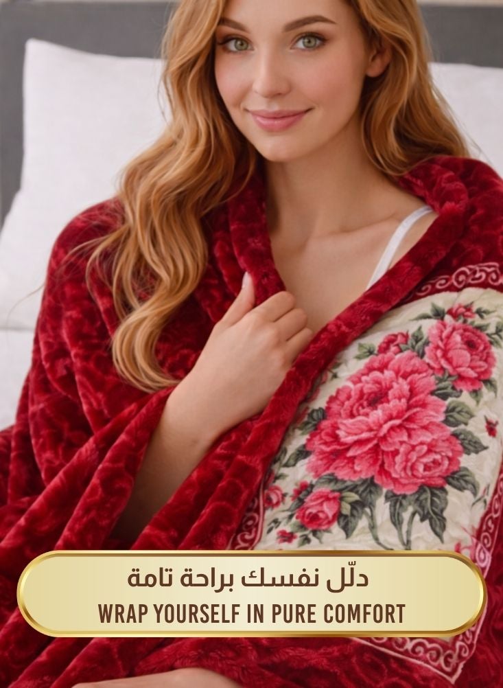 Kori 6kg Super Soft Floral Mink Blanket – Luxury Heavy Winter Blanket with Rose Pattern - Image 3